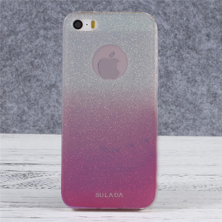 SULADA Gradient Color Flash Powder TPU Mobile Case for iPhone SE/5s/5 - Red-2