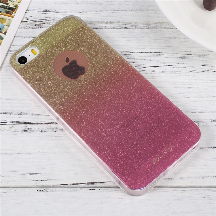 SULADA Gradient Color Flash Powder TPU Mobile Case for iPhone SE/5s/5 - Red-4