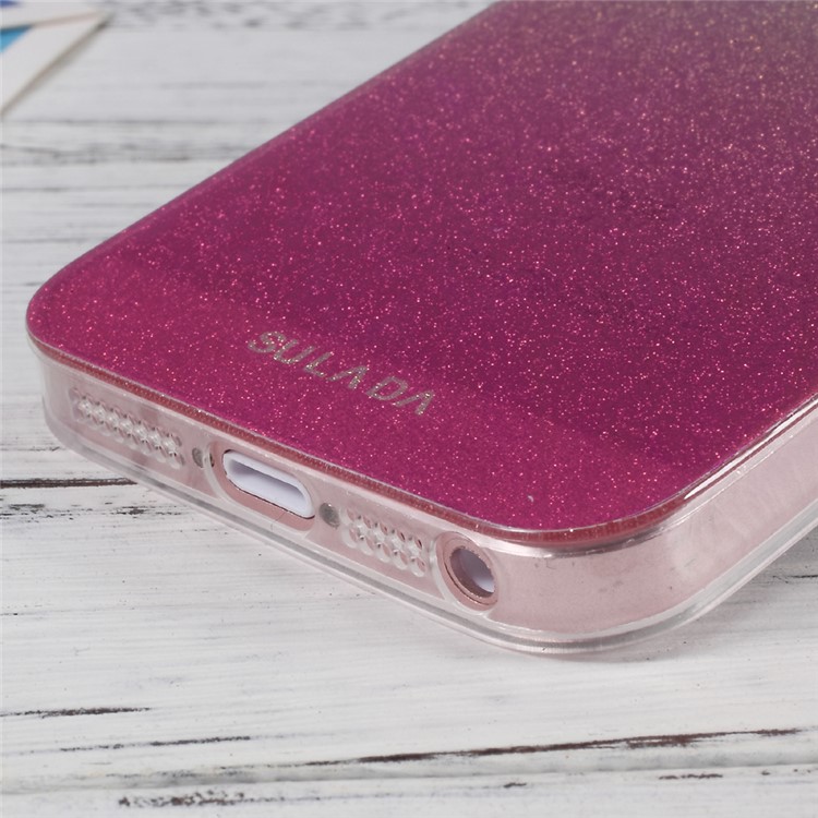 SULADA Gradient Color Flash Powder TPU Mobile Case for iPhone SE/5s/5 - Red-5