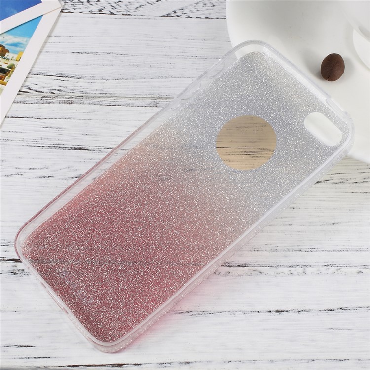 SULADA Gradient Color Flash Powder TPU Mobile Case for iPhone SE/5s/5 - Red-8