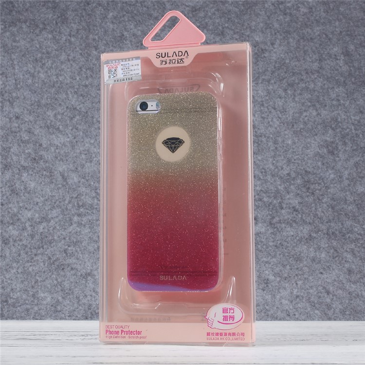 SULADA Gradient Color Flash Powder TPU Mobile Case for iPhone SE/5s/5 - Red-9