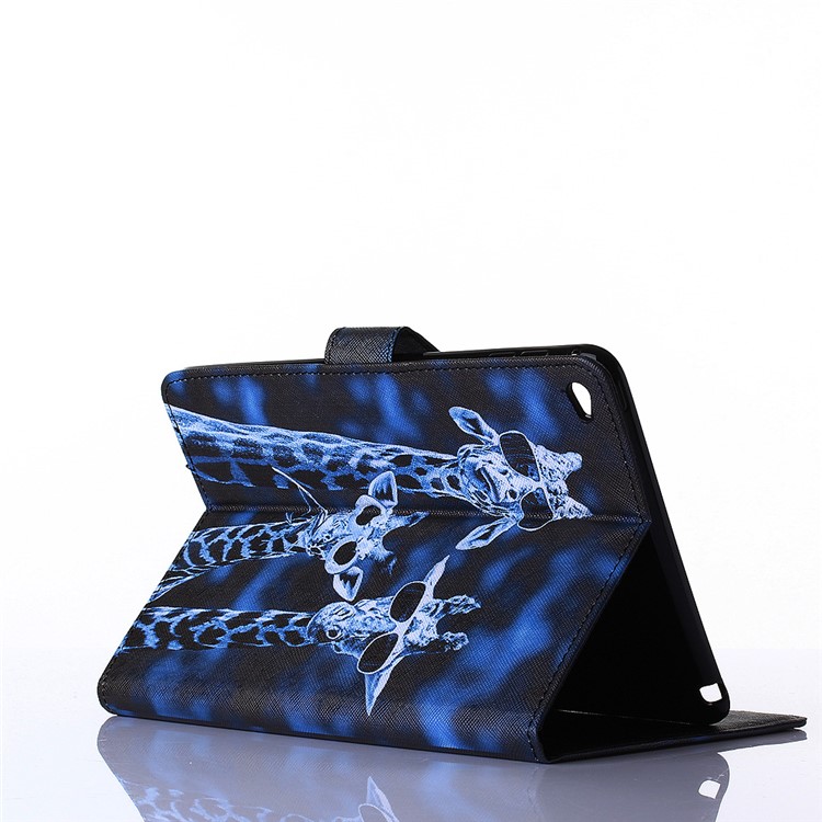 For iPad Mini 4 Flip PU Leather Wallet Tablet Case - Cool Giraffes-4