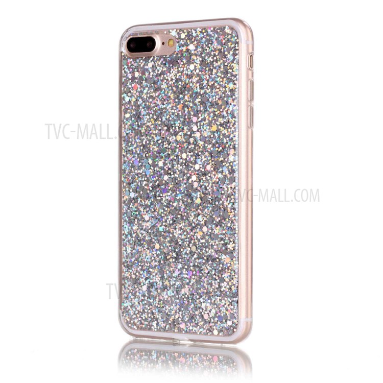 For iPhone 7 Plus Color Changing Glittering Sequins Acrylic TPU Phone Case - Silver-1