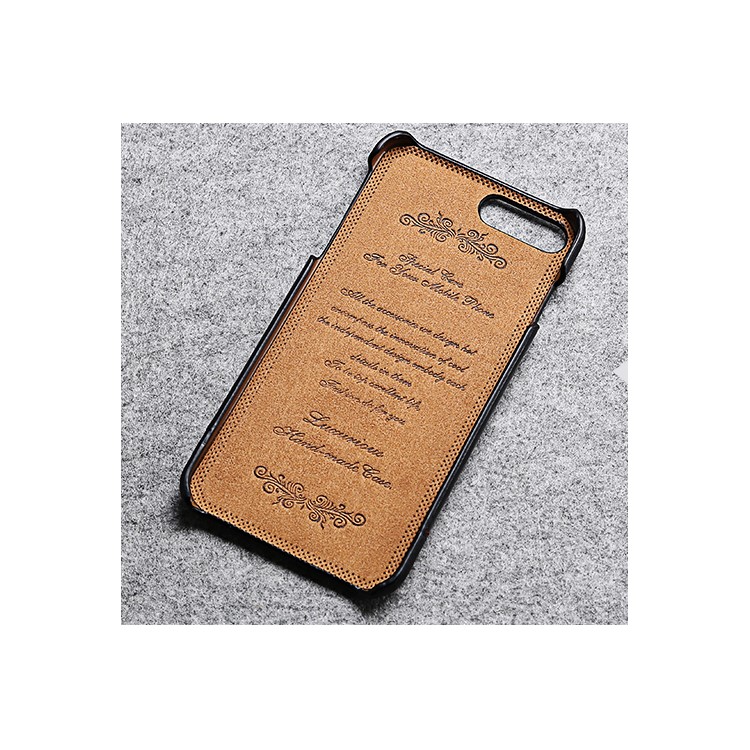 FIERRE SHANN Genuine Leather Coated Hard Phone Case for iPhone 7 Plus with Card Slot - Black-3