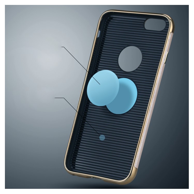 IPAKY Plating Leather Coated TPU Cell Phone Case for iPhone 6s Plus / 6 Plus with Cross Texture - Black-4