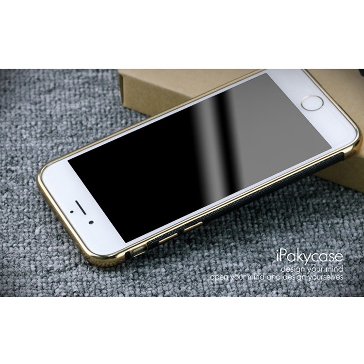 IPAKY Plating Leather Coated TPU Cell Phone Case for iPhone 6s Plus / 6 Plus with Cross Texture - Black-6