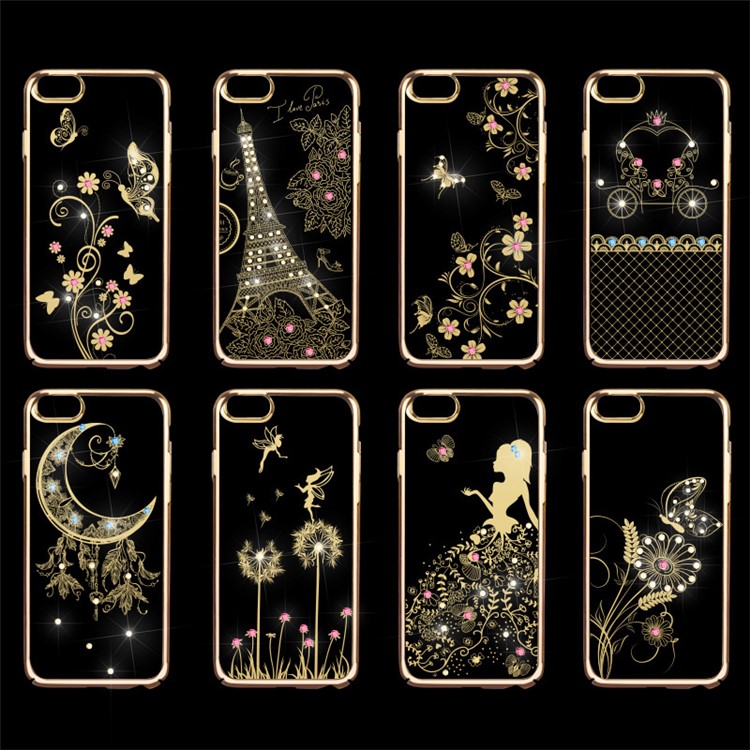 OUCASE for iPhone 7 4.7 Plated Shiny Diamond Studded PC Phone Case - Moon Style Dreamcatcher-2