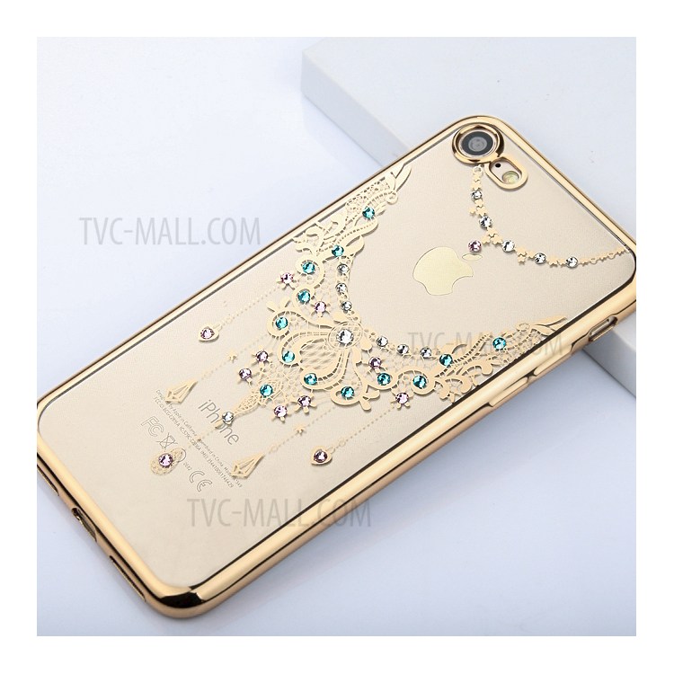 OUCASE for iPhone 7 4.7 Inch Plating Bling Rhinestone Studded TPU Phone Case - Beautiful Veil-1