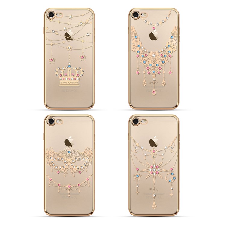 OUCASE for iPhone 7 4.7 Inch Plating Bling Rhinestone Studded TPU Phone Case - Beautiful Veil-2