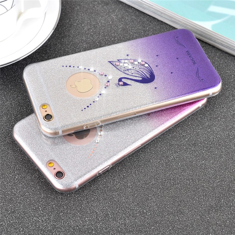 SULADA Rhinestone Swan Flash Powder TPU Phone Casing for iPhone 6s/6 4.7 - Rose-2