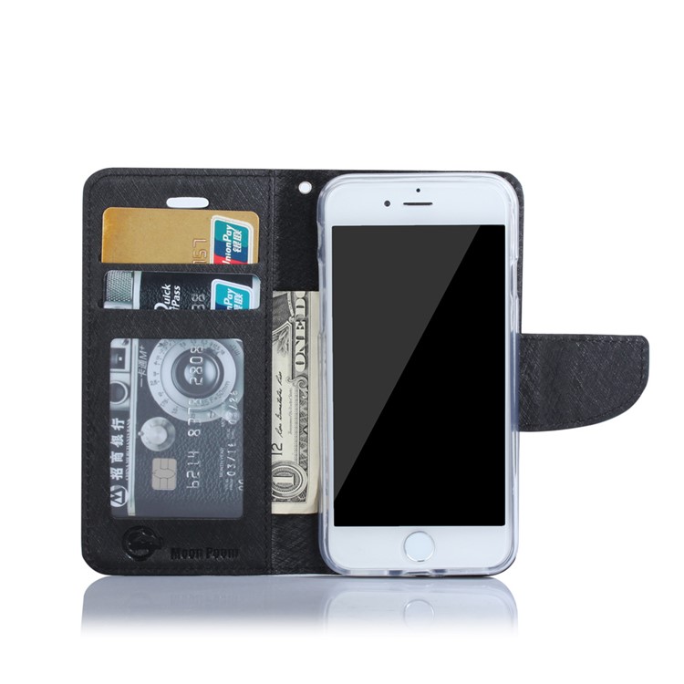 XIEKE Moon Poem Wallet Phone Cover for iPhone 7 with Stand - Black-3