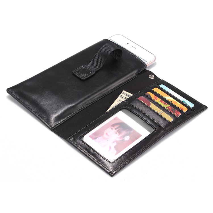 I-IDEA Universal Genuine Leather Wallet Pouch Case with Card Slots for iPhone 7 6s 6 4.7 inch - Black-2