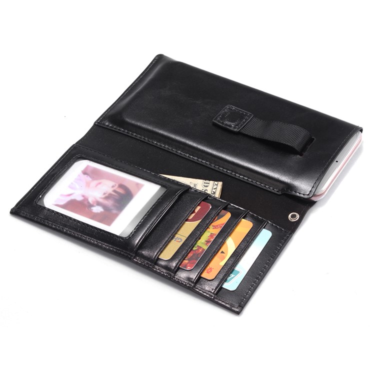 I-IDEA Universal Genuine Leather Wallet Pouch Case with Card Slots for iPhone 7 6s 6 4.7 inch - Black-3