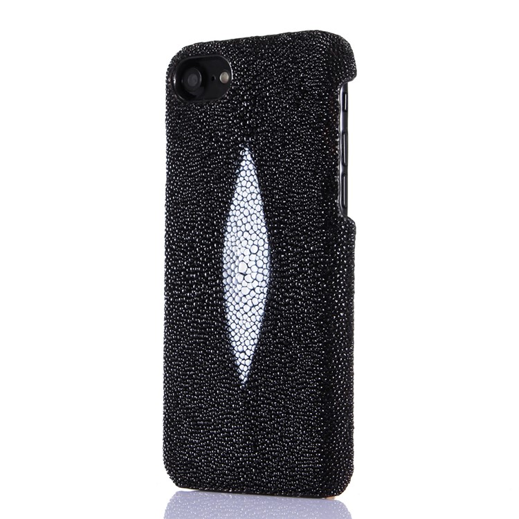 I-IDEA Pearl Fish Skin Genuine Leather Coated PC Back Case for iPhone 7 4.7 Inch - Black-2