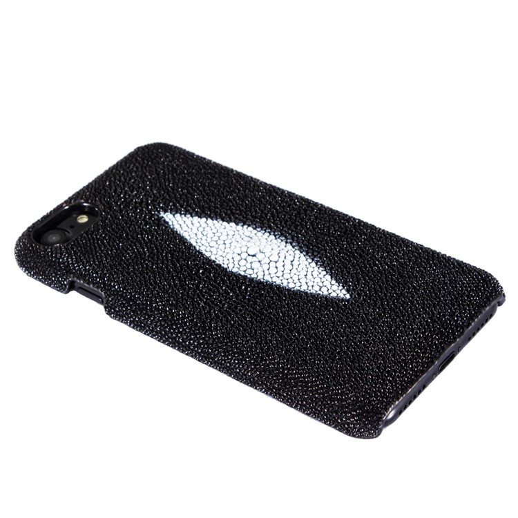 I-IDEA Pearl Fish Skin Genuine Leather Coated PC Back Case for iPhone 7 4.7 Inch - Black-3