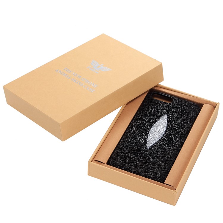 I-IDEA Pearl Fish Skin Genuine Leather Coated PC Back Case for iPhone 7 4.7 Inch - Black-4