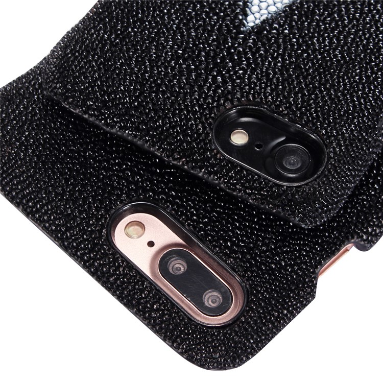 I-IDEA Pearl Fish Skin Genuine Leather Coated PC Back Case for iPhone 7 4.7 Inch - Black-5