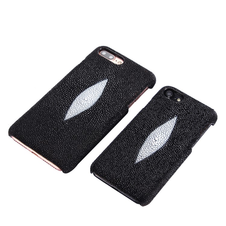 I-IDEA Pearl Fish Skin Genuine Leather Coated PC Back Case for iPhone 7 4.7 Inch - Black-9