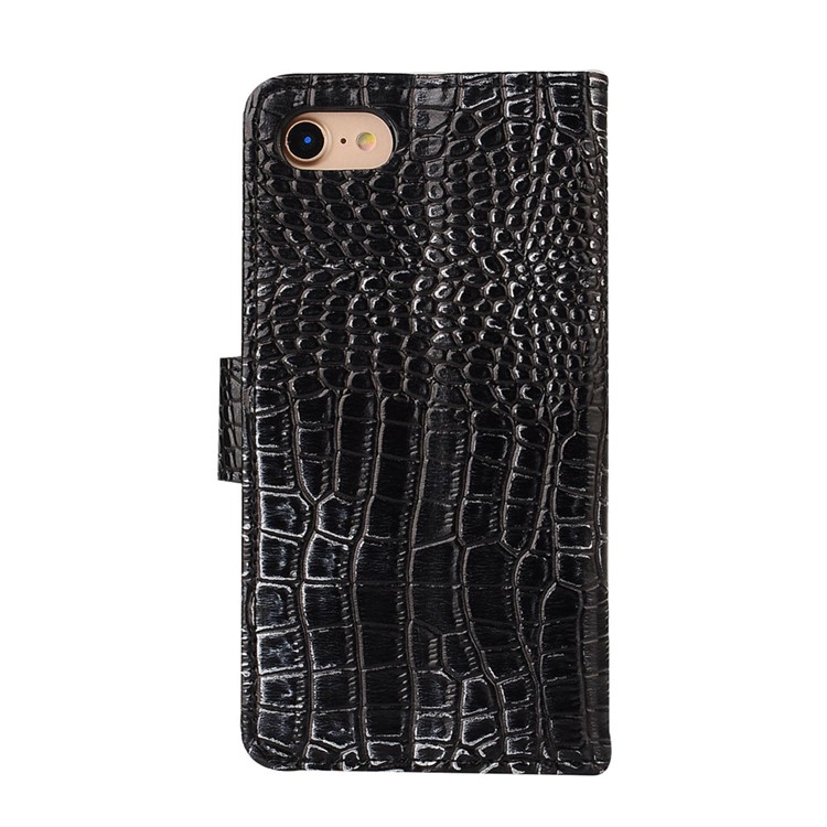 Crocodile Texture Leather Wallet Phone Case for iPhone 7 with Stand - Black-2