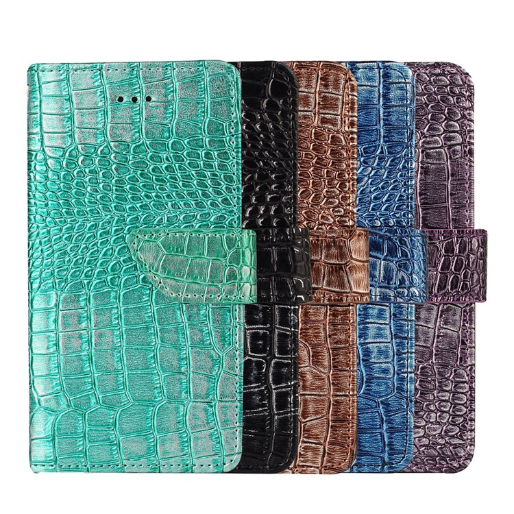 Crocodile Texture Leather Wallet Phone Case for iPhone 7 with Stand - Black-4