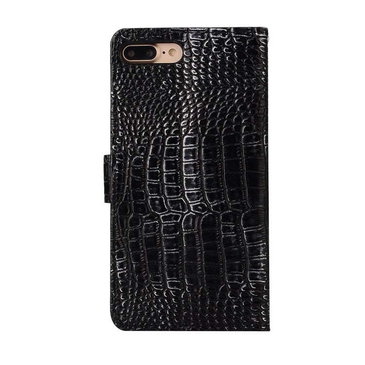 Crocodile Texture Wallet Leather Phone Case for iPhone 7 Plus with Stand - Black-2