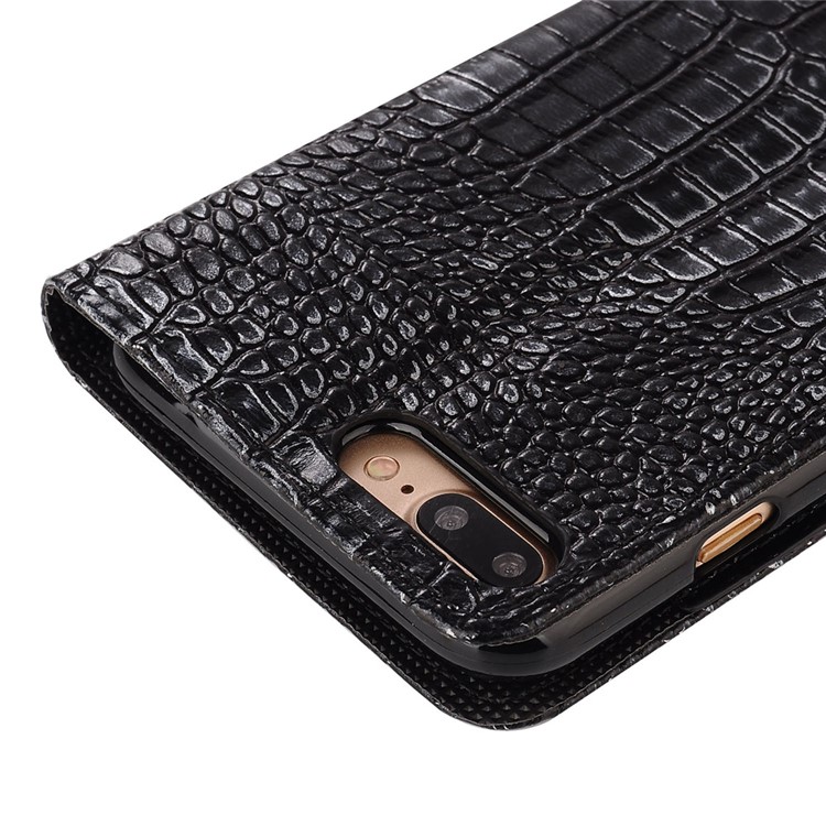 Crocodile Texture Wallet Leather Phone Case for iPhone 7 Plus with Stand - Black-4