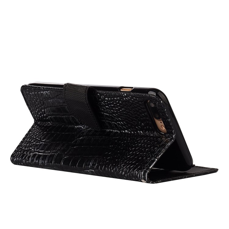 Crocodile Texture Wallet Leather Phone Case for iPhone 7 Plus with Stand - Black-7