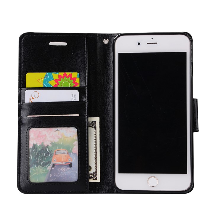 Carbon Fiber Grain Wallet Leather Phone Case for iPhone 7 Plus with Stand - Black-4