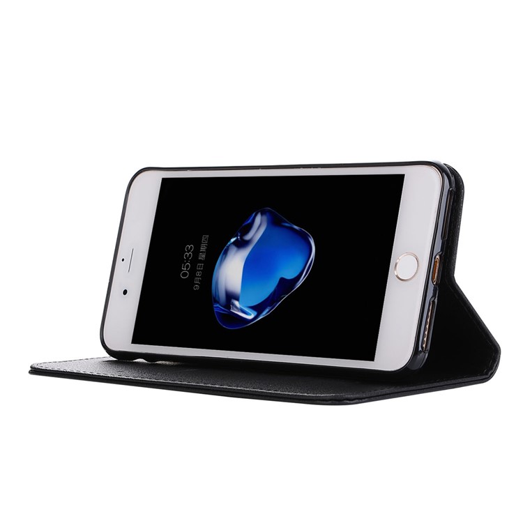 Card Holder Leather Flip Phone Case for iPhone 7 Plus with Wrist Strap - Black-3