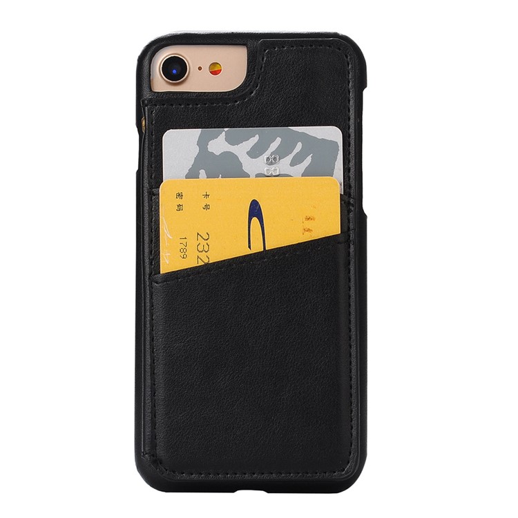 Leather Coated PC Hard Phone Case with Card Slots for iPhone 7 4.7-inch - Black-2