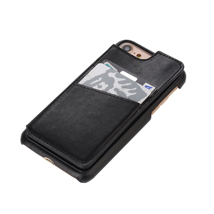 Leather Coated PC Hard Phone Case with Card Slots for iPhone 7 4.7-inch - Black-5