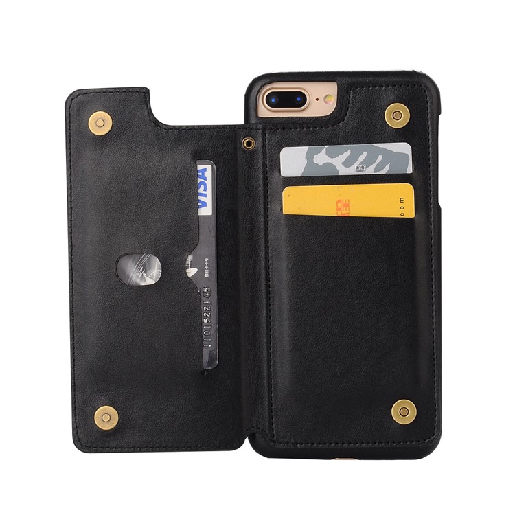 Multi-slot Leather Coated PC Hard Mobile Phone Case for iPhone 7 Plus - Black-1