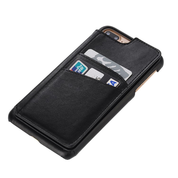 Multi-slot Leather Coated PC Hard Mobile Phone Case for iPhone 7 Plus - Black-5