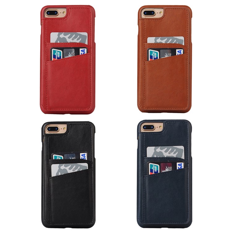 Multi-slot Leather Coated PC Hard Mobile Phone Case for iPhone 7 Plus - Black-6