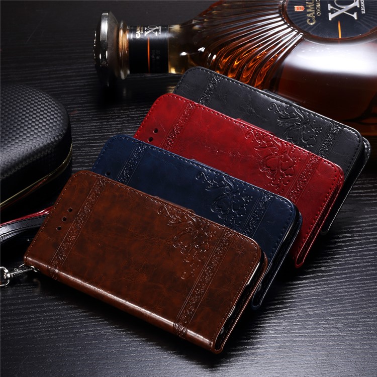 Detachable Imprinted Oil Wax Leather Wallet Phone Cover for iPhone 6s 6 - Black-4