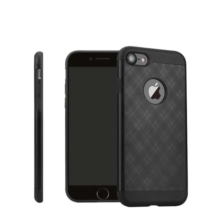 YED Grid Pattern Defender Series Drop-proof Metal + TPU Hybrid Case for iPhone 7 - Black-1