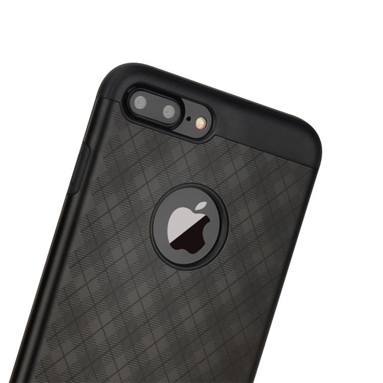 YED Grid Pattern Defender Series Drop-proof Metal + TPU Phone Case for iPhone 7 Plus - Black-2