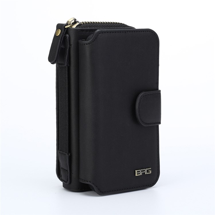 BRG Multi-function Wallet Detachable Phone Case for iPhone SE/5s/5 with Stand and Handle - Black-10