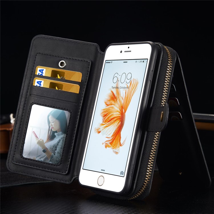 BRG Multi-slot Wallet Detachable Cell Phone Case for iPhone 6s Plus / 6 Plus with Stand and Handle - Black-1