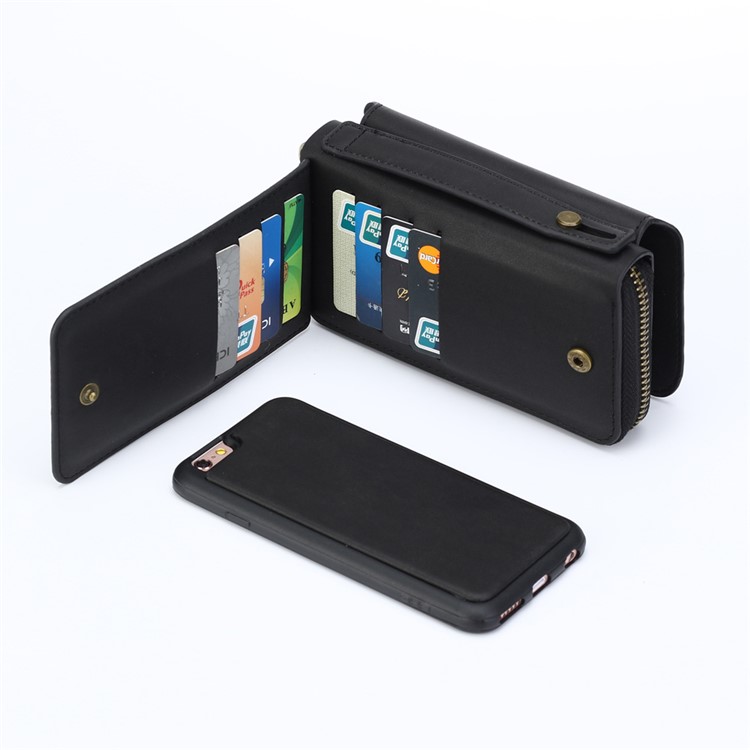 BRG Multi-slot Wallet Detachable Cell Phone Case for iPhone 6s Plus / 6 Plus with Stand and Handle - Black-10