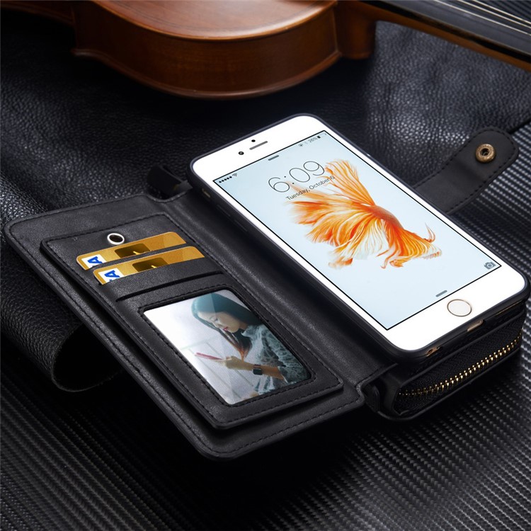 BRG Multi-slot Wallet Detachable Cell Phone Case for iPhone 6s Plus / 6 Plus with Stand and Handle - Black-2