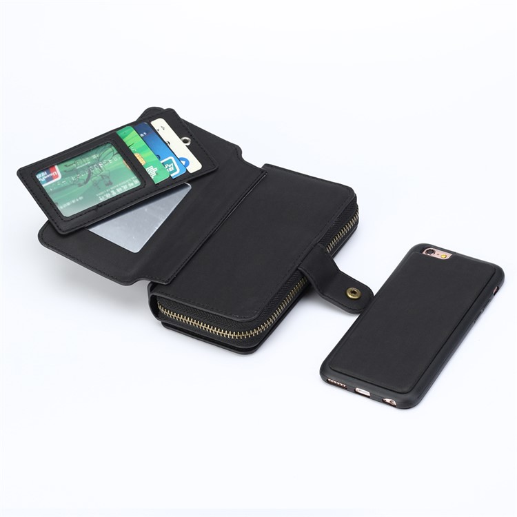 BRG Multi-slot Wallet Detachable Cell Phone Case for iPhone 6s Plus / 6 Plus with Stand and Handle - Black-8
