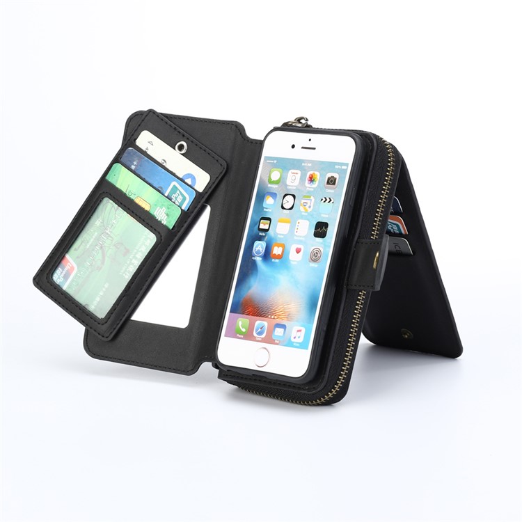 BRG Multi-slot Wallet Detachable Cell Phone Case for iPhone 6s Plus / 6 Plus with Stand and Handle - Black-9