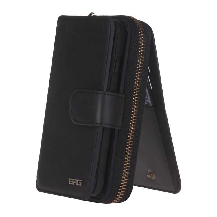 BRG Portable Detachable 2-in-1 TPU + Zipper Wallet Leather Case for iPhone 7 Plus - Black-6