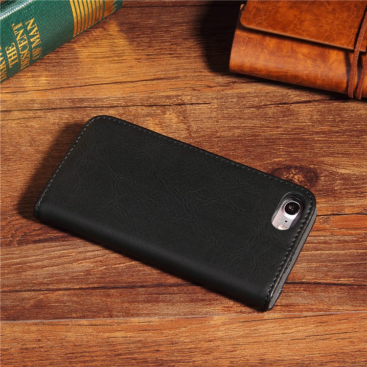 Vintage Flip Stand Leather Cell Phone Case for iPhone 7 with Card Slots - Black-3