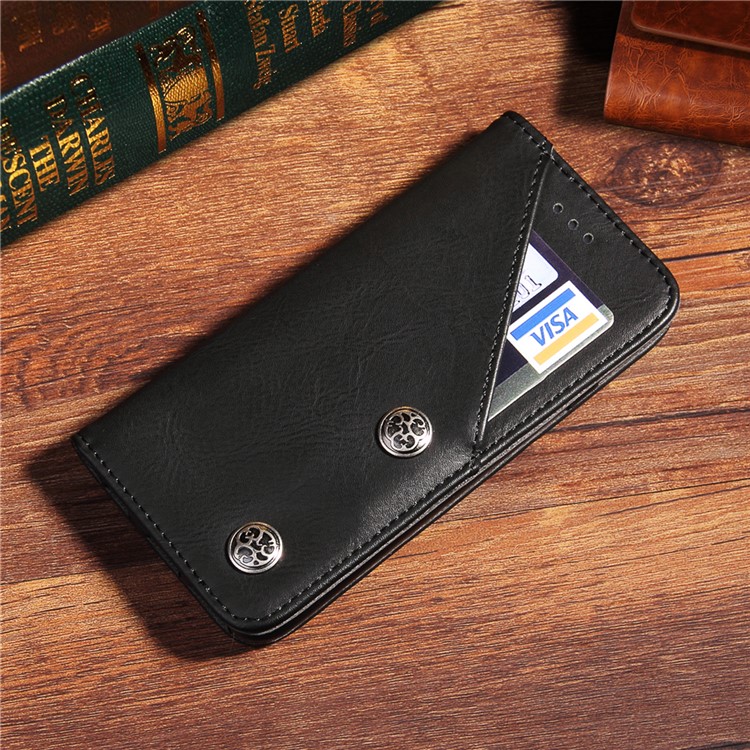 Vintage Flip Stand Leather Cell Phone Case for iPhone 7 with Card Slots - Black-5