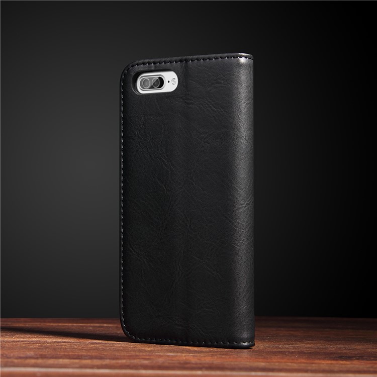 Retro Flip Stand Leather Cell Phone Case for iPhone 7 Plus with Card Slots - Black-2