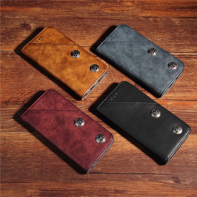 Bronze Grain PU Leather Case with Inside and Outside Card Slots for iPhone 6s Plus/6 Plus - Black-10
