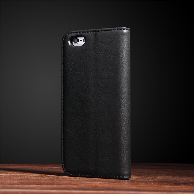 Bronze Grain PU Leather Case with Inside and Outside Card Slots for iPhone 6s Plus/6 Plus - Black-2