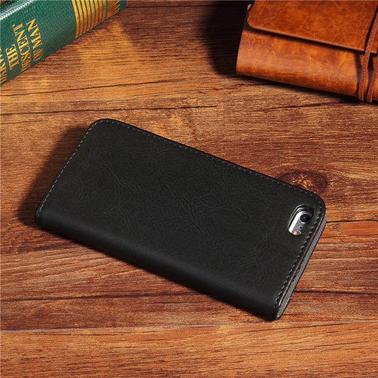 Bronze Grain PU Leather Case with Inside and Outside Card Slots for iPhone 6s Plus/6 Plus - Black-3